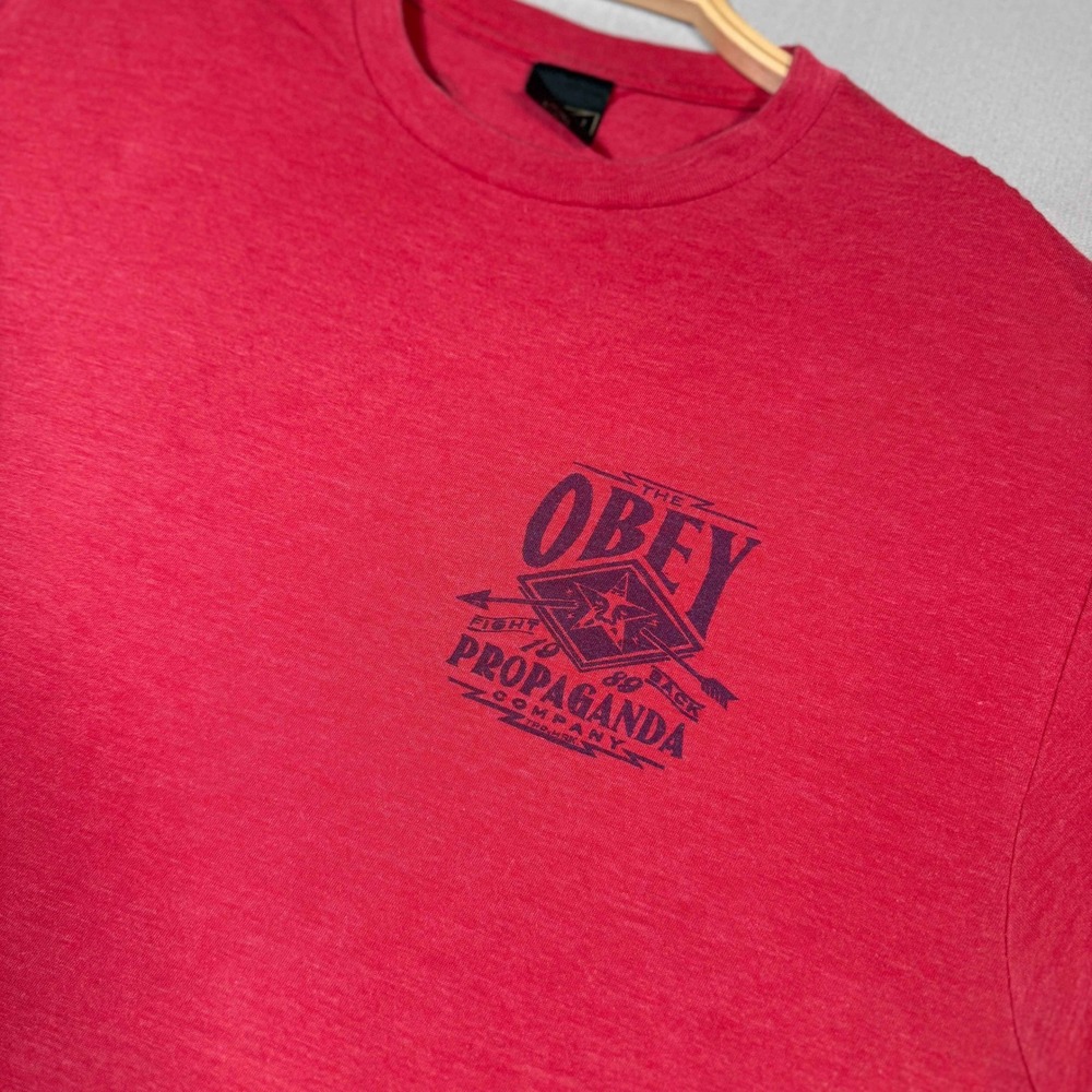 Y2K Obey Propaganda Company Graphic Tee Red Large Streetwear Skate T-Shirt - Picture 2 of 8